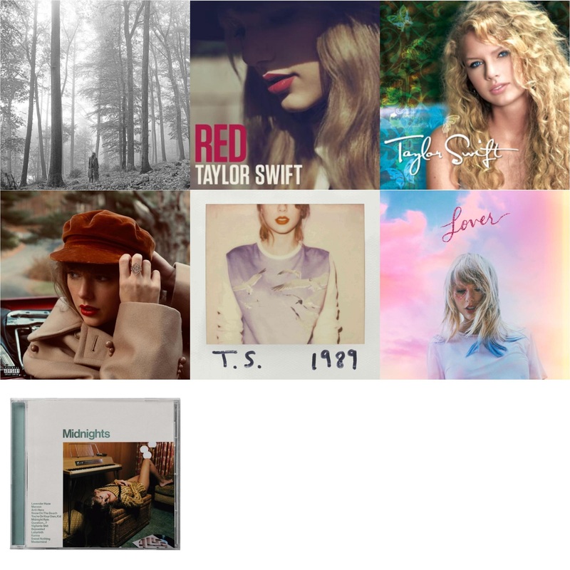 Taylor Swift – Folklore (Edited) & Red & Taylor Swift & Red (Taylor’s Version) (Edited) (2CD) & 1989 & Lover (Deluxe) (Version 2) & Midnights (X) (Jade Green CD)