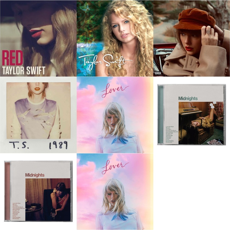 Taylor Swift – Red & Taylor Swift & Red (Taylor’s Version) (Edited) (2CD) & 1989 & Lover (Deluxe) (Version 2) & Midnights (X) (Jade Green CD) & Midnights (X) (Blood Moon CD) & Lover (Deluxe) (Version 1)