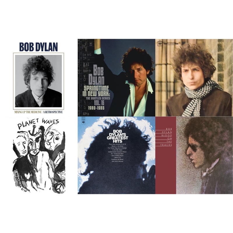 Bob Dylan – Mixing Up The Medicine & Springtime In New York: The Bootleg Series Vol. 16 (1980-1985) (2LP) & Blonde On Blonde & Planet Waves (150G LP Vinyl/Dl) & Greatest Hits (150G/Dl Card) & Blood On The Tracks (150G/Dl Insert)