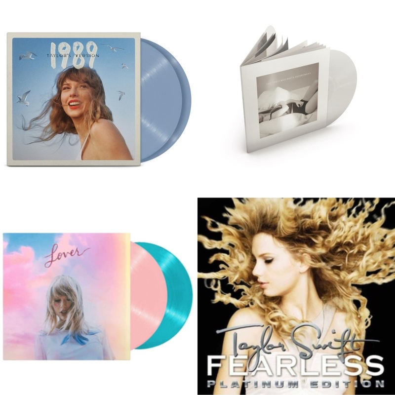 Taylor Swift – 1989 (Taylor’s Version) (2LP/Crystal Skies Blue Vinyl) & Tortured Poets Department (X) (Ghosted White Vinyl/2LP/Manuscript- Bonus Track) & Lover & Fearless Platinum Edition