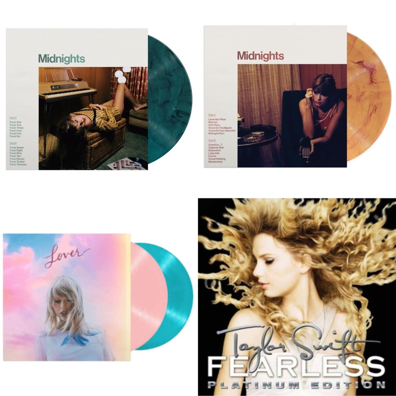Taylor Swift – Midnights (X) (Jade Green LP Vinyl) & Midnights (X) (Blood Moon LP Vinyl) & Lover & Fearless Platinum Edition