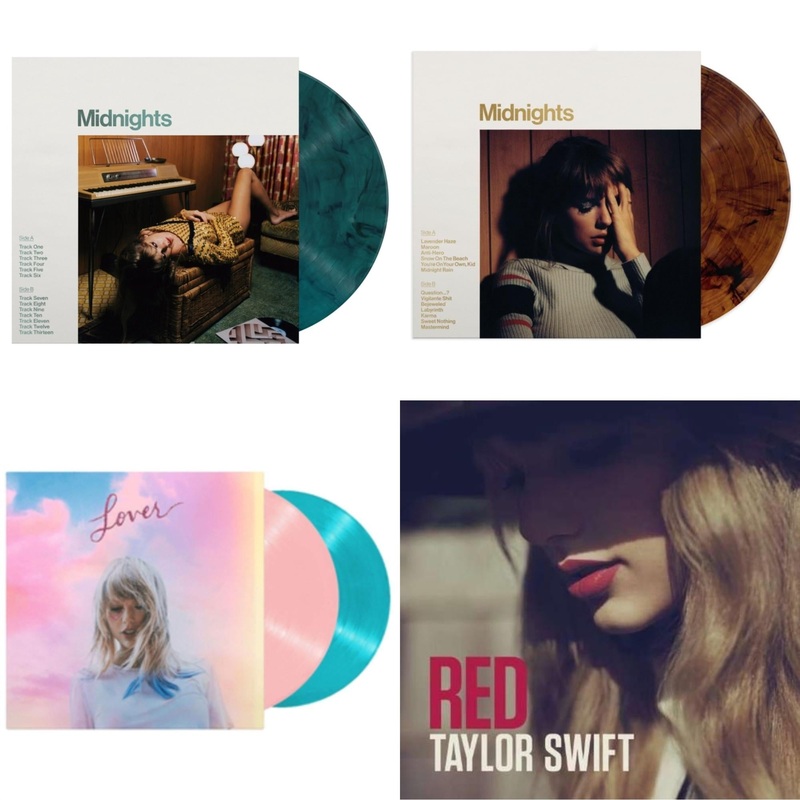 Taylor Swift – Midnights (X) (Jade Green LP Vinyl) & Midnights (X) (Mahogany Color LP Vinyl) & Lover & Red