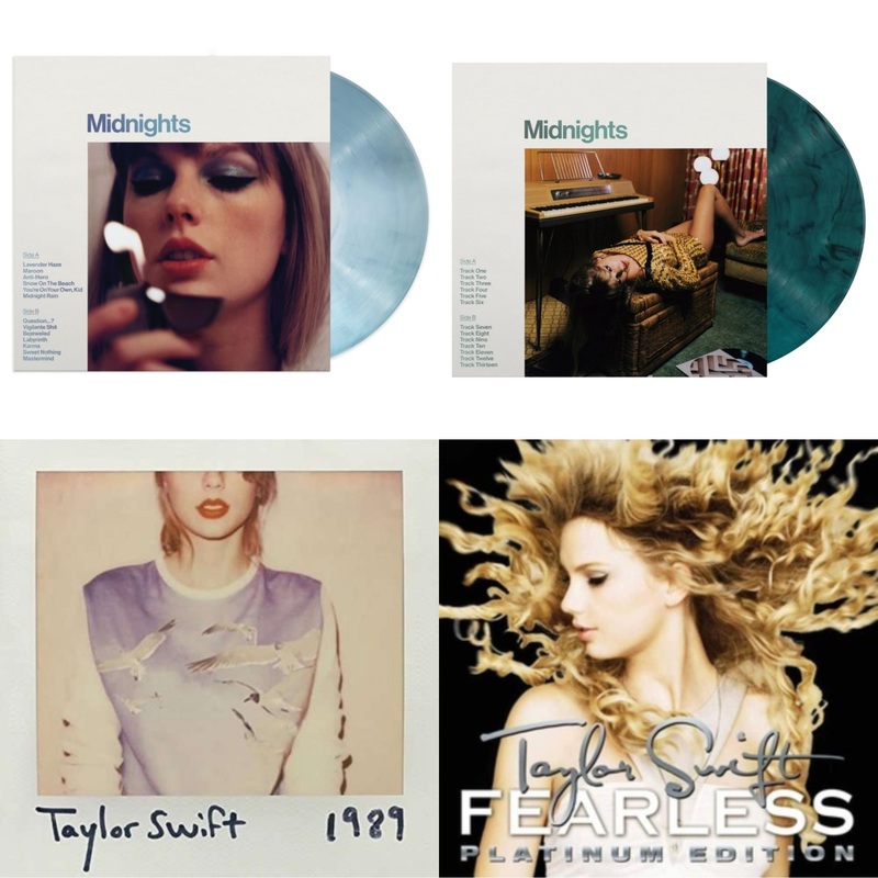 Taylor Swift – Midnights (X) (Moonstone Blue LP Vinyl) & Midnights (X) (Jade Green LP Vinyl) & 1989 & Fearless Platinum Edition