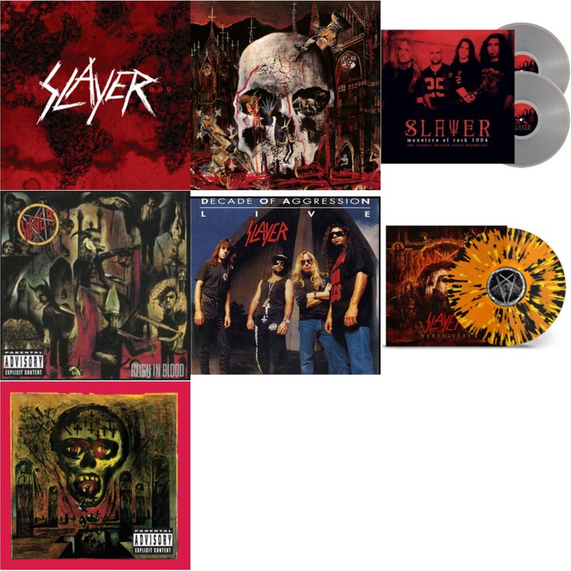 Slayer – World Painted Blood & South Of Heaven & Monsters Of Rock 1994 (2LP/140G/Clear Vinyl) & Reign In Blood & Live: Decade Of Aggression & Repentless (Trans Orange Yellow Black Splatter LP Vinyl) & Seasons In Abyss