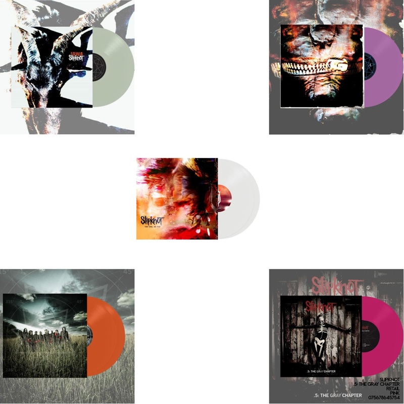 Slipknot – Iowa (X) (2LP/Color Vinyl) & All Hope Is Gone (Orange Vinyl/2LP) & End, So Far (Clear Vinyl/2LP) & Volume 3: The Subliminal Verses (X) (Violet Vinyl/2LP) & .5: The Gray Chapter (X) (Pink Vinyl/2LP)