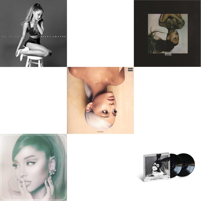 Ariana Grande – My Everything & Positions (Coke Bottle Clear LP Vinyl) & Sweetener (X) (2LP) & Thank U, Next & Dangerous Woman (2LP)