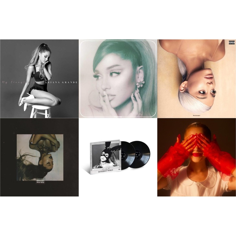 Ariana Grande – My Everything & Positions (Coke Bottle Clear LP Vinyl) & Sweetener (X) (2LP) & Thank U, Next & Dangerous Woman (2LP) & Eternal Sunshine (X) (Ruby LP Vinyl)
