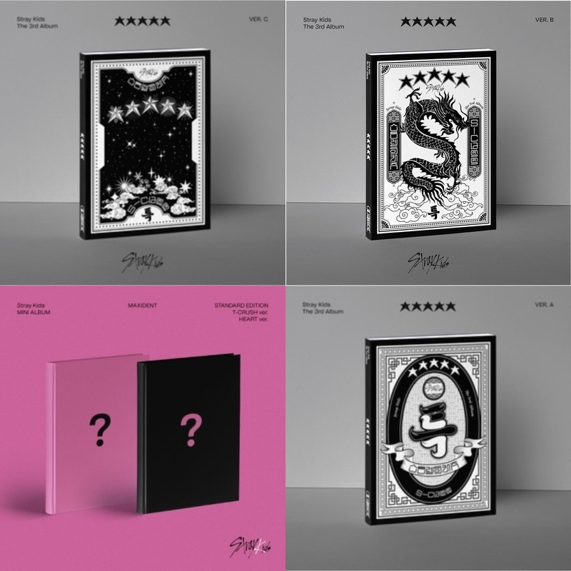 Stray Kids – 5-Star (Ver. C) & 5-Star (Ver. B) & Maxident (T-Crush Version/Heart Version) & 5-Star (Ver. A) – CD Bundle