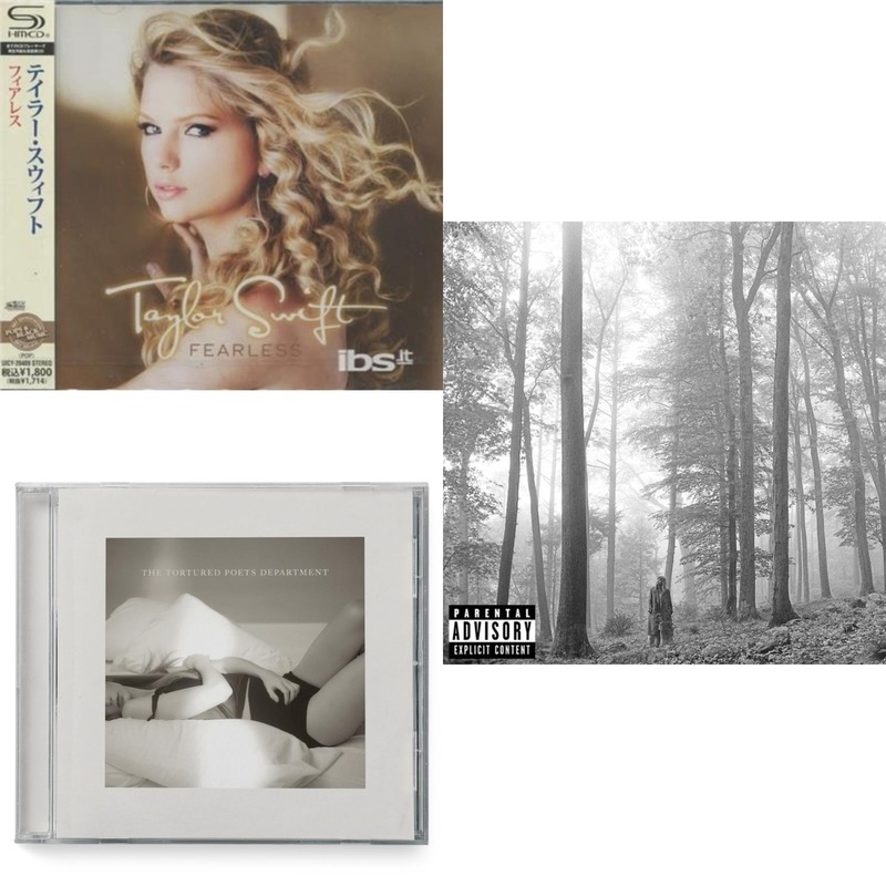 Taylor Swift – Fearless & Tortured Poets Department(X) (Manuscript- Bonus Track) & Folklore (X) – CD Bundle