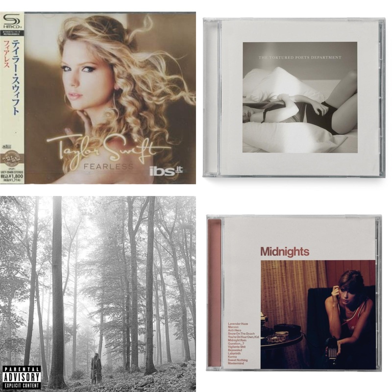 Taylor Swift – Fearless & Tortured Poets Department(X) (Manuscript- Bonus Track) & Folklore (X) & Midnights (X) (Blood Moon CD)