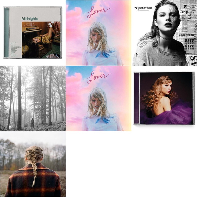 Taylor Swift – Midnights (X) (Jade Green CD) & Lover (Deluxe) (Version 1) & Reputation & Folklore (Edited) & Lover (Deluxe) (Version 4) & Speak Now (Taylor’s Version) (2CD) & Evermore (X)