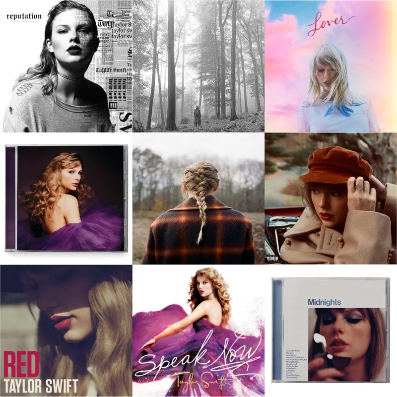 Taylor Swift – Reputation & Folklore (Edited) & Lover (Deluxe) (Version 4) & Speak Now (Taylor’s Version) (2CD) & Evermore (X) & Red (Taylor’s Version) (Edited) (2CD) & Red & Speak Now & Midnights (X) (Moonstone Blue CD)