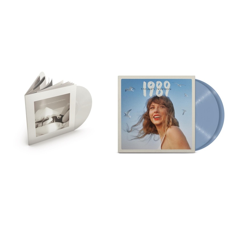 Taylor Swift – Tortured Poets Department (X) (Ghosted White Vinyl/2LP/Manuscript- Bonus Track) & 1989 (Taylor’s Version) (2LP/Crystal Skies Blue Vinyl)